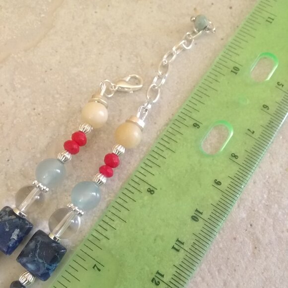 Versatile & Colorful Boho Necklace - Loads of Semi-Precious Stone Beads 18+1.5" - Picture 10 of 11